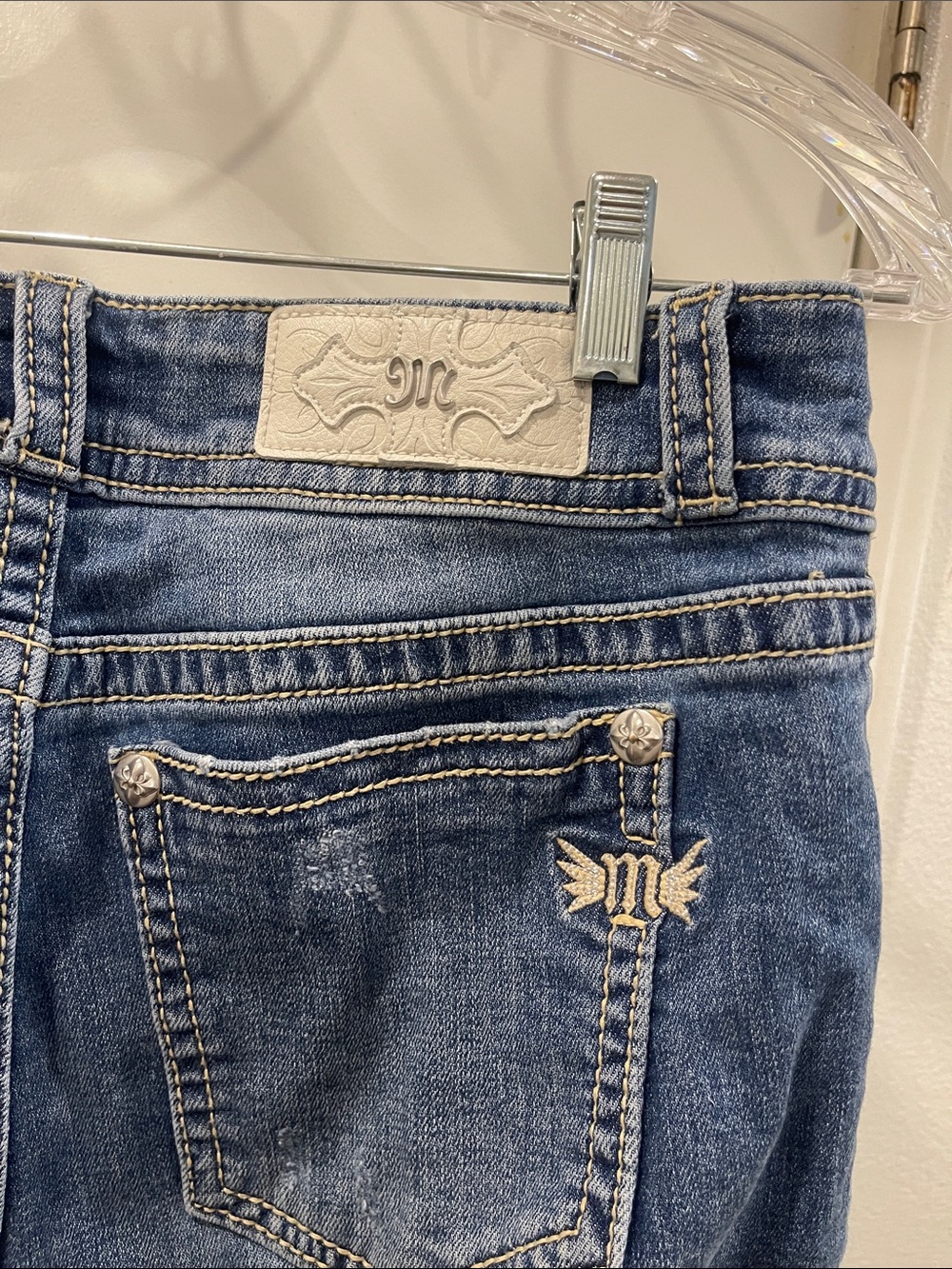 Miss Me Medium Blue Bootcut Jeans with Decorative Pockets - Picture 7 of 11